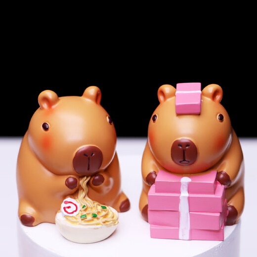Kapibala's daily blind box second bullet creative cartoon resin cute capybara ornament children's birthday gift 2023-039 pig travel blind box [8 packages, random 1