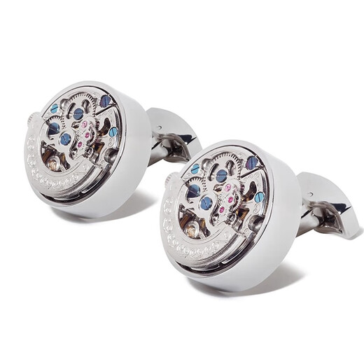 NOSSKISS international luxury brand rotatable mechanical gear cufflinks men's high-end movement cuff nails customized light luxury gift silver round movement cufflinks