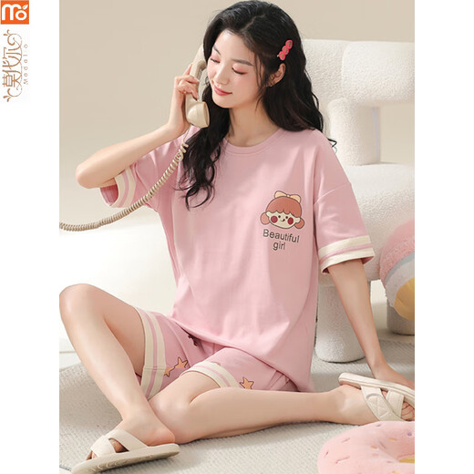 Modal Pyjamas für Frauen im Sommer 2025 neuer kurzärmeliger Anzug Baumwollfett MM200jin [Jin ist gleich 0,5 kg] Großer Größe kann außerhalb des koreanischen Stils dünn KNC3519 m getragen werden