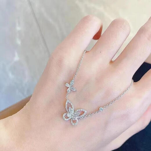 Kawamori hw butterfly necklace 18K gold platinum real diamond Loop water drop full diamond pendant phantom clavicle chain female gift four-leaf clover