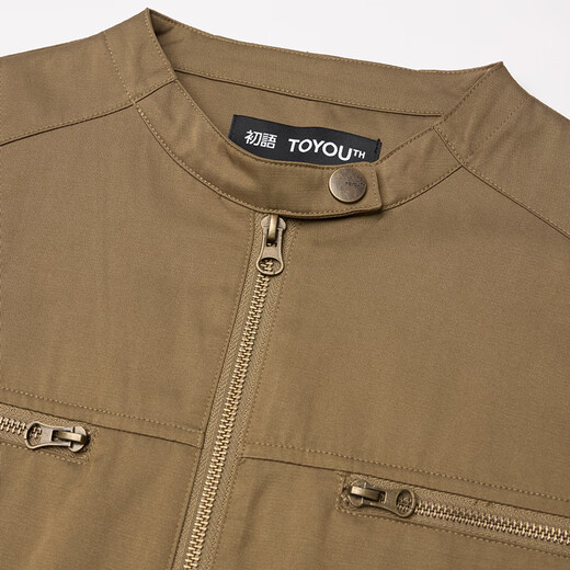 Chuyu jacket for women 2025 autumn new retro Bath style stand collar loose short high street style jacket cafe green L