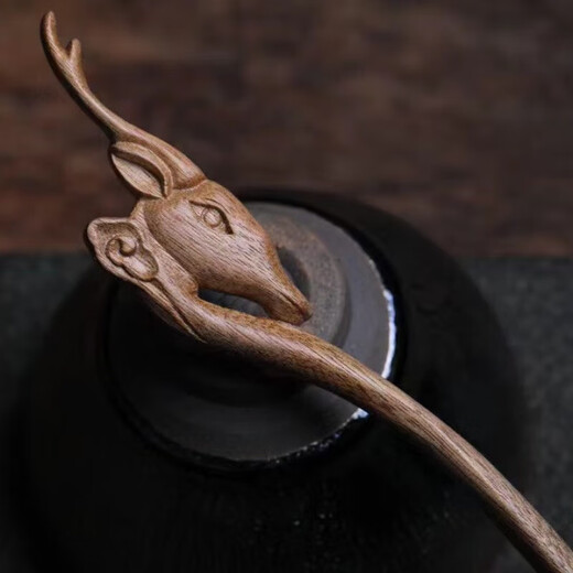 Finished golden nanmu hairpin, ancient style ethnic style headwear, hairpin wood hairpin, handmade gift for girlfriend, golden nanmu phoenix feathers