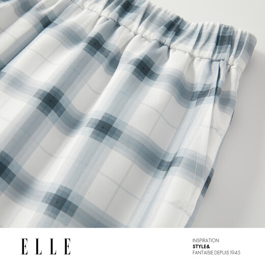 ELLE Plaid Casual Suit 2025 Summer New Style Loose, Lazy, Skin-Friendly, Comfortable, Can be Weared Outer Home Clothes Black and White (Pajama Pants) S