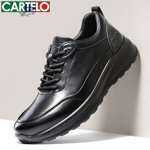CARTELO men's leather shoes autumn leather lace men's shoes soft sole business sports casual shoes 5309 black 42