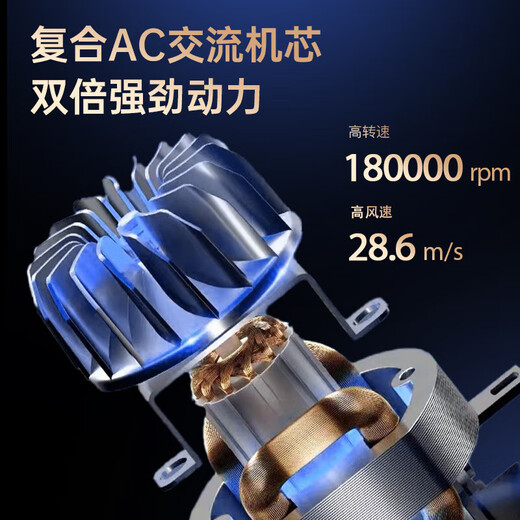 Jinghuang German quality hair dryer for home use with negative ions, not harmful to hair, high power for hair salons and barber shops, high-power hair dryer for hair care, hot and cold wind, silent styling, powerful and quick-drying, tens of millions of negative ions, 28,000 wind power + five-piece set, 1-year warranty, Black Samurai Yuandian 14-16 Jinghuang