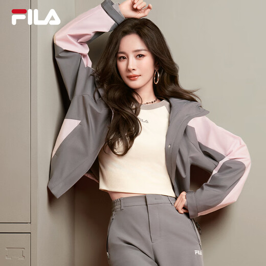 Veste tissée officielle de Fila Yang Mi avec le même style que Fila Fila 2025 Automne Nouvelle veste courte à capuche lâche à la mode Yunzhi Gray-Dy M 165 / 84A / M