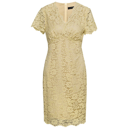 Roeyshouse en dentelle française Robe jaune à col