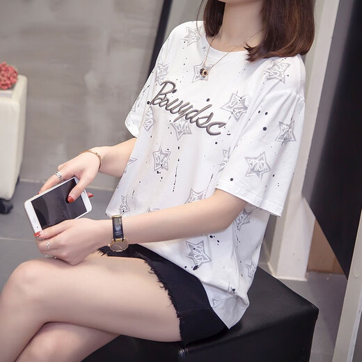 酷章（KUZHANG）加大码胖mm夏装新款纯棉短袖t恤女韩版胖妹妹百搭显瘦遮肚子上衣 9928灰色 M 80-95斤