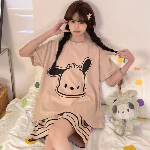 喻可眠女士睡衣可爱纯棉夏季短袖薄款初中大学生套装家居服大码宽松公主 TN826 2XL 【140-160斤】