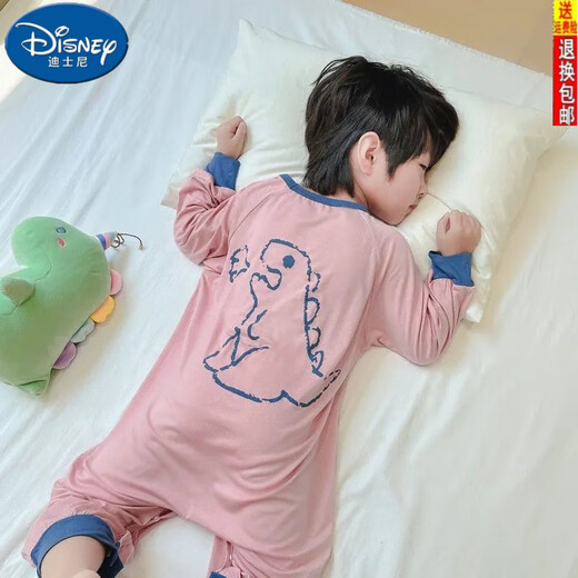 Disney's New Ice Silk One Piece Ropa para niños para niños y niñas Cartoon Anti-Kick Buckle Anti-Cooling Air acondicionamiento Lindo Pajamas 727 Beige 110