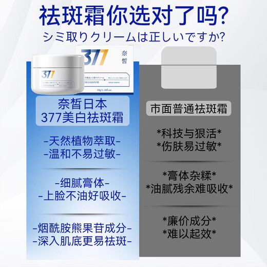 奈皙日本377烟酰胺美白祛斑霜淡化黑色素去雀斑老年黄褐斑面霜男女士