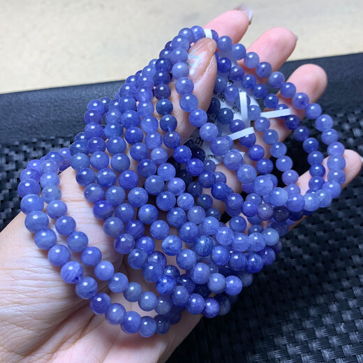 Iosn Natural Tanzania Ocean Heart Tanzanite Single Circle Bracelet Gemstone Jewelry Purple Sapphire Crystal Bracelet Gift for Women (S160) About 5.4-5.9mm