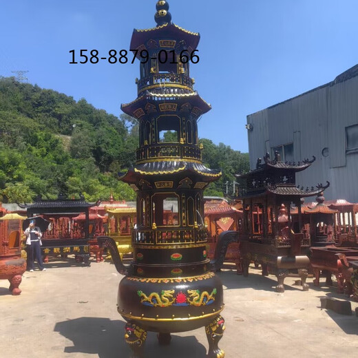 Temple cast iron incense burner 3 floors 5 floors outdoor circular Buddhist hall ancestral hall large tripod outdoor burning sutra temple temple treasure furnace Sutra 0.8 meters high 2.2 meters one layer drawing deposit