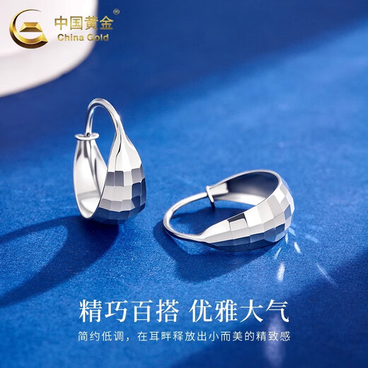 CHINA GOLD PT950 Platinum Square Earrings Women's Platinum Versatile Earrings Practical Valentine's Day Gift for Girlfriend's Birthday PT950 Platinum Square Earrings About 3.7g