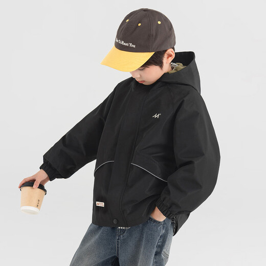 Duojia Waterproof Thin Velvet Soft Shell Jacket Boys' Jacket 2025 Spring and Autumn Children's Warm Mountaineering Clothing Medium and Large Children's Tops