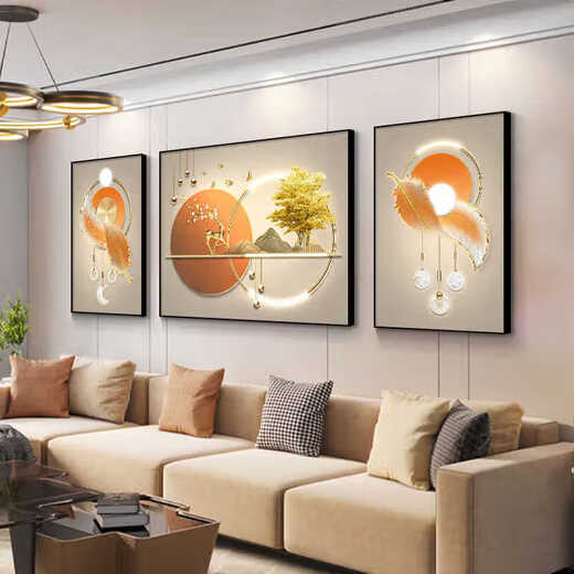 Daimeisi Living Room Decoration Painting Sofa Fandle Mur peinture suspendue 2025 Nouvelle peinture murale haut de gamme Luxury Luxury Fulu Peinture murale murale haut de gamme JD13350 à gauche et à gauche et à gauche et 70 * 90 Middle 120 * 90 TEXTURANT CHIEVAS PS Black Frame [Matt]