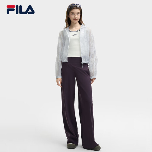 
FILA official women's woven jacket 2025 summer fashion casual loose full print hooded top
