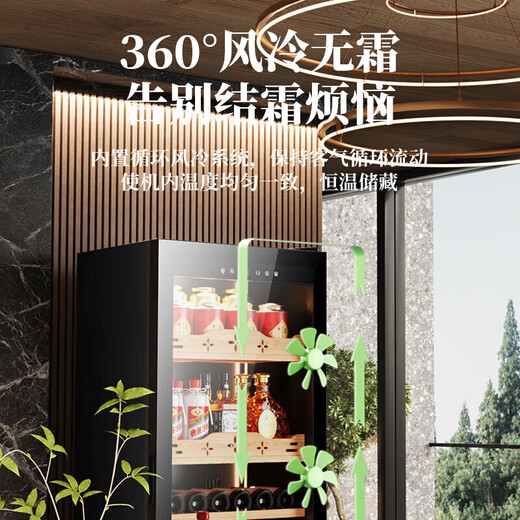 Bai Kailun wine cabinet constant temperature wine cabinet air-cooled constant temperature moisturizing wine refrigerated storage display cabinet multi-functional household refrigerator sake beer cold bar foreign wine tea cabinet fixed frequency | single temperature | red wine hanging cup | 256L thin section