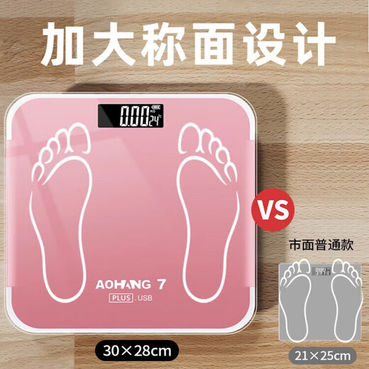 JCZS德国电子秤体重秤体脂秤称重家用小型专用精准体重的人体测重专用 玫瑰金7Plus【type-c充电款】