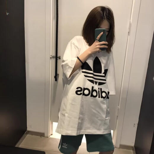 Adidas Clover Мужчины и женщины большой логотип повседневный спорт футболка с коротким рукавом FM9902 FM9903 FM9904 CW1211/BK7175 XS 170/84A