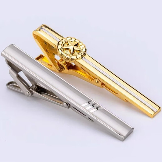 Hengyuanxiang golden silver tie clip men and women summer formal wear tie clip military fan collar gold