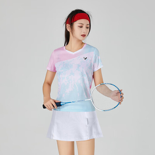尚帛锦羽毛球服套装定制男女比赛训练队服球衣情侣运动速干排球羽毛球衣 3923B女粉色+3697白裤裙 3XL