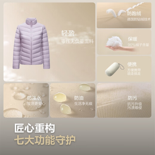 
Bosideng 25 new short thin down jacket for women 90 velvet outdoor camping and mountaineering tour jacket Digital lavender 6211-light spring color XL 175/96A Weight about 130-140Jin [Jin equals 0.5 kg]
