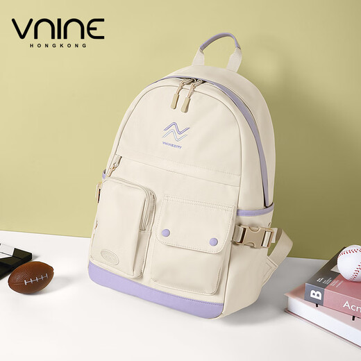 第九城（V.NINE）VNINE书包女大学生时尚潮流初中高中生大容量双肩包男电脑包14寸 奇异果绿