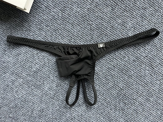 Sexy Tanga mit niedriger Taille für Männer mit offenem Mund, eisgedünnes, hohes Schwulenbett, feste Farbunterwäsche, schwarz-weiß-purpur-3-Pack M geeignet für Gewicht 100 Jin [Jin gleich 0,5 kg] -120 Jin [Jin gleich 0,5 kg]