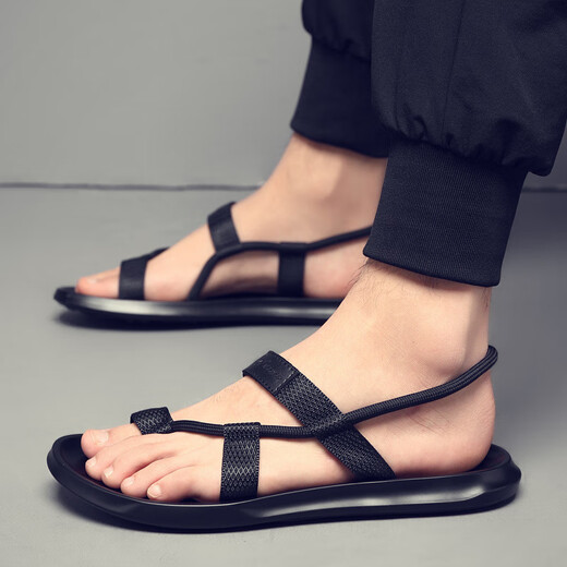 TTPMER sandals for men's Korean style soft sole non-slip casual beach shoes wear green trendy outdoor trendy men's sandals black 9866 38