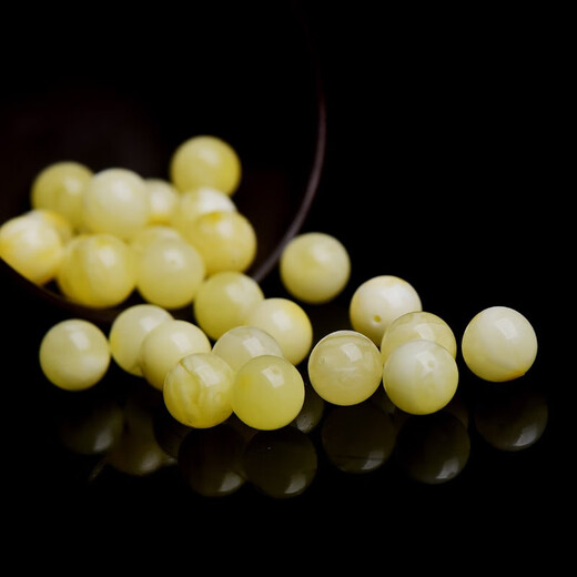 OEMG raw ore Russian chicken fat yellow beeswax single bead accessories old barrel beads fidelity amber single top bead with loose beads full honey round bead one + national inspection certificate 12mm