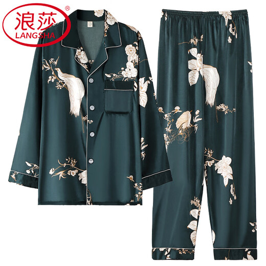 Langsha Light Luxury High-End-Herren-Pyjamas Frühling und Herbsteiseneis Langarm Langarm neuer chinesischer Stil Simuliertes Heimkleidung Spring MDF6626# L