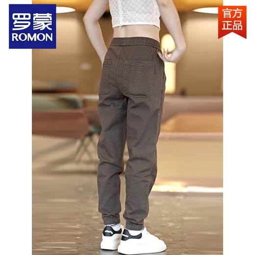 ROMON casual pants men's loose legged summer thin middle-aged denim long pants harem 2025 new fashion dad YN-689 black M