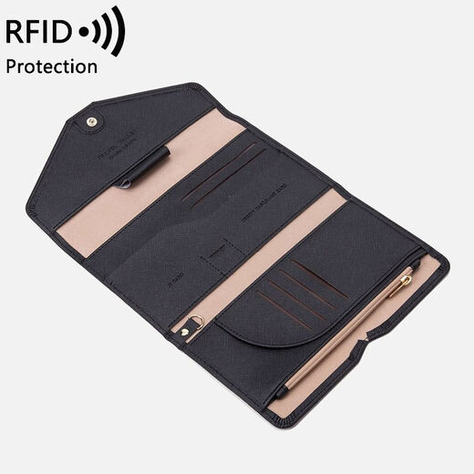 Xiyans neuer 2024 neuer RFID-Passbag, Männer- und Frauen in Übersee Reisepasshalterin, Multifunktionsluft-Ticket-Zertifikatbeutel, Schwarz