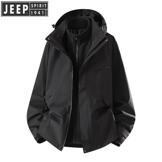 
JEEP SPIRIT Jeep Shock Clothes Women's 2025 new three-in-one solid color jacket outdoor windproof waterproof hiking suit Beili powder L