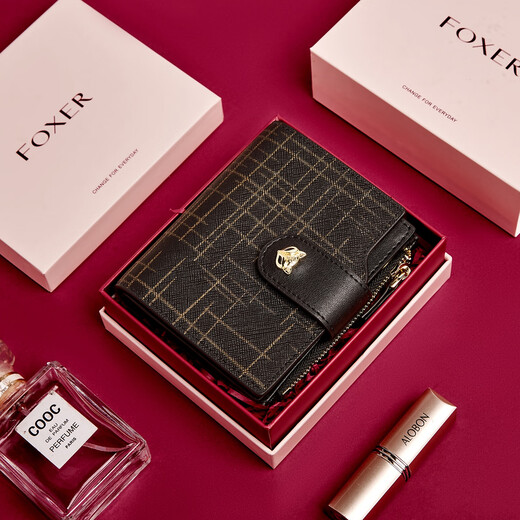 Golden Fox (FOXER) cowhide women's wallet large capacity short card holder wallet wallet clutch bag light luxury girlfriend birthday gift