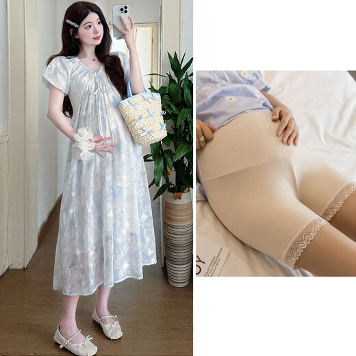 Gememan Mutterschaftskleid Sommer 2025 Neue losen Bauchabdeckung, ohne die High-End-Kleidertemperament-Kleid von Schwangerschaftsmutter zu zeigen xxl xxl