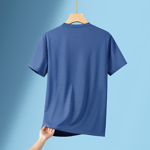 Rote Libelle [7-Level] -Kurzärmel-Eisseide-T-Shirt-T-Shirt-Taschenstil 60-jähriger Daddy Top Sommer 691 Lake Blue M _ Geeignet für 70-120 Jin [Jin ist 0,5 kg]