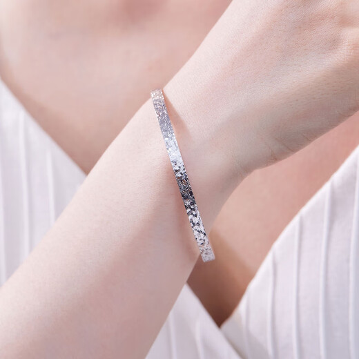 Meluxe Mina ready stock sparkling PT950 platinum bracelet for women crushed ice platinum bracelet birthday gift for wife 14.29g-54mm