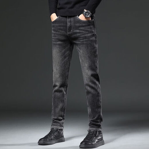 Cool Jeans's Men's Ship Straight 2025 Новые бизнес-эластичные повседневные брюки Весна и осенние износостойкие громкие брюки 9930 Черные и серые 31