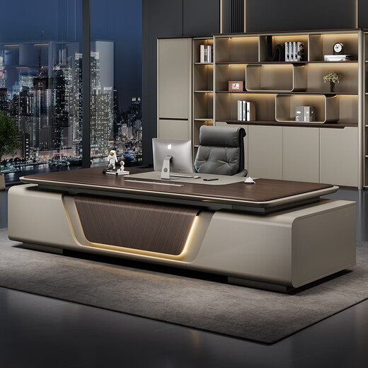 Baevians E0 level boss desk desk, simple and modern executive desk, light luxury executive desk, high-end office desk and chair combination, lifting sub-cabinet (can be lifted)