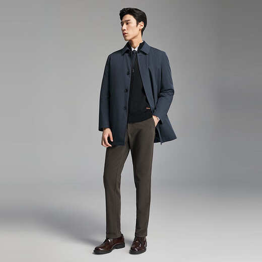 Youngor windbreaker men's high-quality polyester fiber down windbreaker business lapel classic inner zipper 2025 new arrival gray blue VYYF419865HFA L 175/96A (recommended 130-150Jin Jin equals 0.5kg)