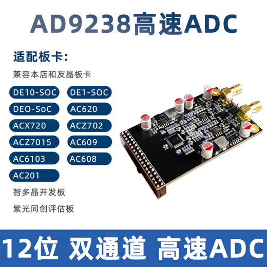 AD9238接FPGA 12位65MSP高速双通道ADC模块正负5V输入替代AD9226 仅ADC模块 无任何LOGO