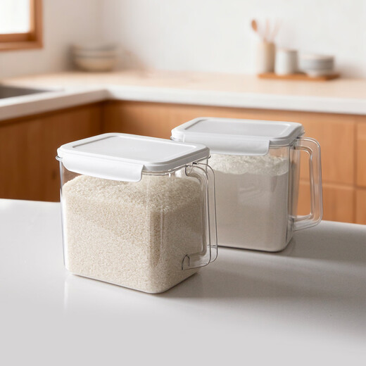 Shuangshan rice bucket with lid, sealed, moisture-proof, large-capacity rice cylinder, dry food, fruit and vegetable storage bucket, grain storage tank, 7L 1 pack - can hold about 10Jin Jin is equal to 0.5kg of rice