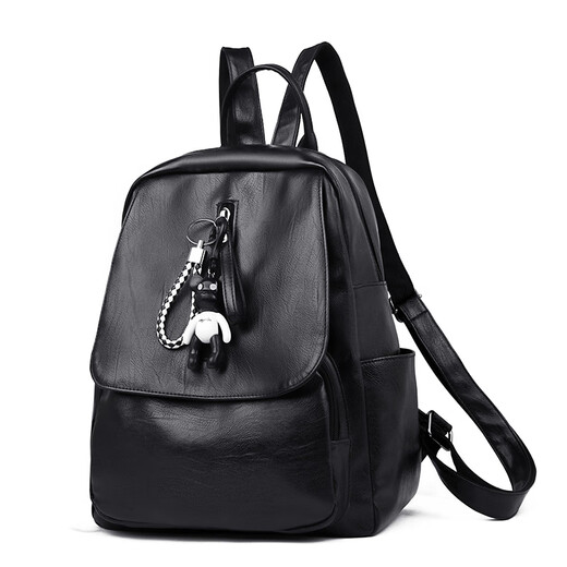 Neue koreanische Rucksack Mode koreanische Version Trendy Simple Schoolbag Frauenbag Rucksack vielseitige Computertasche Frauen schwarz mit Anhänger großer Größe