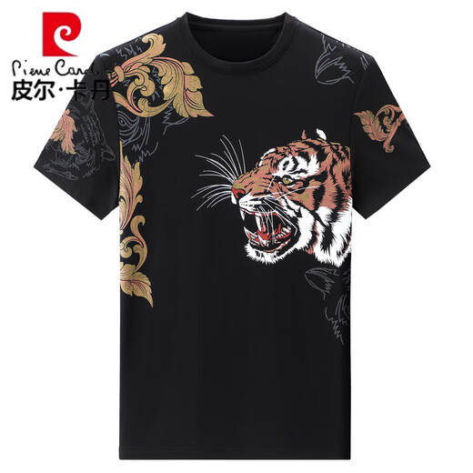 皮尔卡丹（pierre cardin）夏季短袖t恤男新款印花薄款丝光棉冰丝半袖体恤潮流透气潮T 818凶猛虎头+829条字母 M 165/ 建议95-125斤