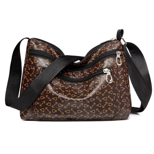 
PSVORT new versatile and atmospheric middle-aged women's bag mother bag multi-layer soft leather one-shoulder crossbody bag mother-in-law bag crossbody bag arrow pattern