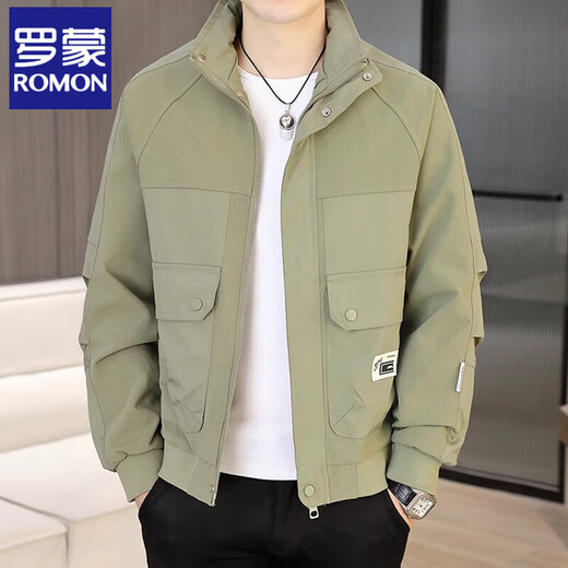 
ROMON Jacket Men's Standing Collar Spring 2025 New Casual Fashion Jacket Fashionable Fashion Business Spring and Autumn Versatile Clothes (9928) Black L (80-105Jin[Jin equals 0.5 kg])