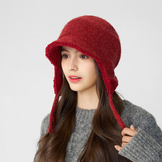 Kenmont thickened polar fleece New Year plush ear protection hat for women with windproof and cold protection large head circumference Northeast Lei Feng hat km-5263
