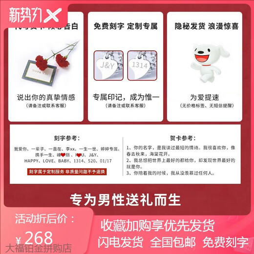 Eternal Heart Platinum Necklace for Women PT950 Moissanite Platinum Valentine's Day Birthday Gift for Girlfriend and Wife Eternal Heart Blue Pendant + Ingot Chain - Light Luxury Style